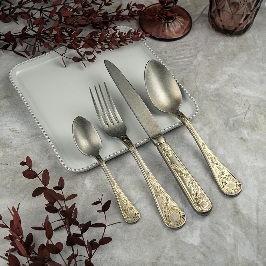 Вилка десертная 17,5 см матовая с золотом Lord Vintage Style P.L. Proff Cuisine [12]