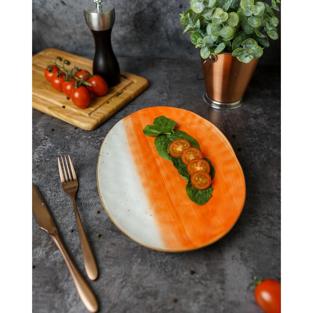 Блюдо овальное 30,5*21,5 см оранжевое фарфор "The Sun Eco" P.L. Proff Cuisine [4]
