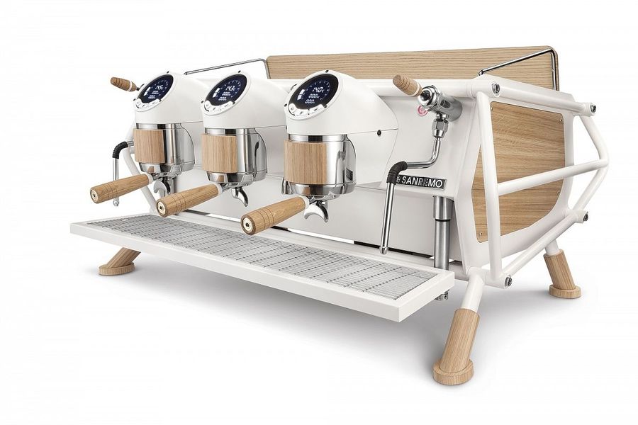 Кофемашина Sanremo Café Racer 3 гр. белая-дерево