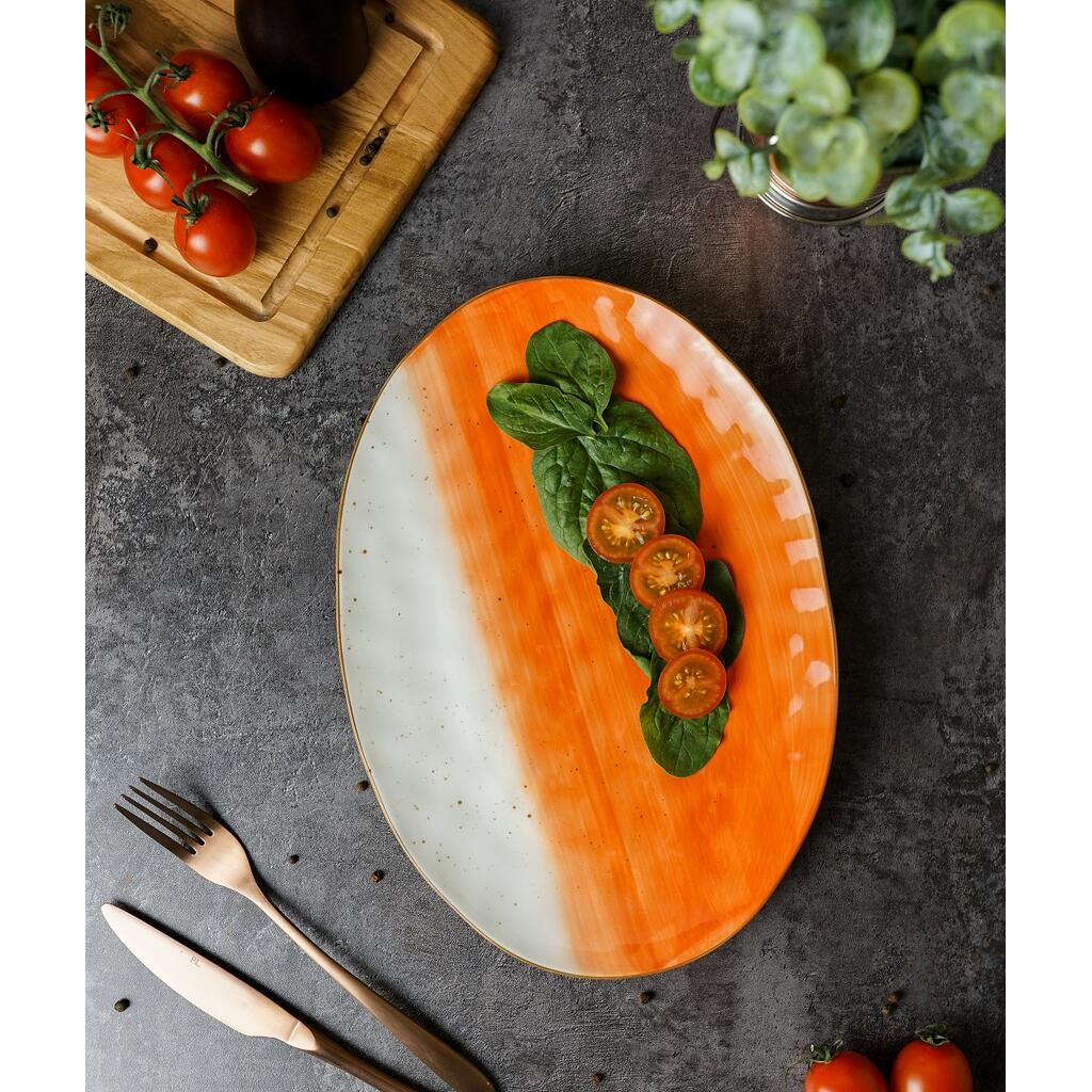 Блюдо овальное 30,5*21,5 см оранжевое фарфор "The Sun Eco" P.L. Proff Cuisine [4]